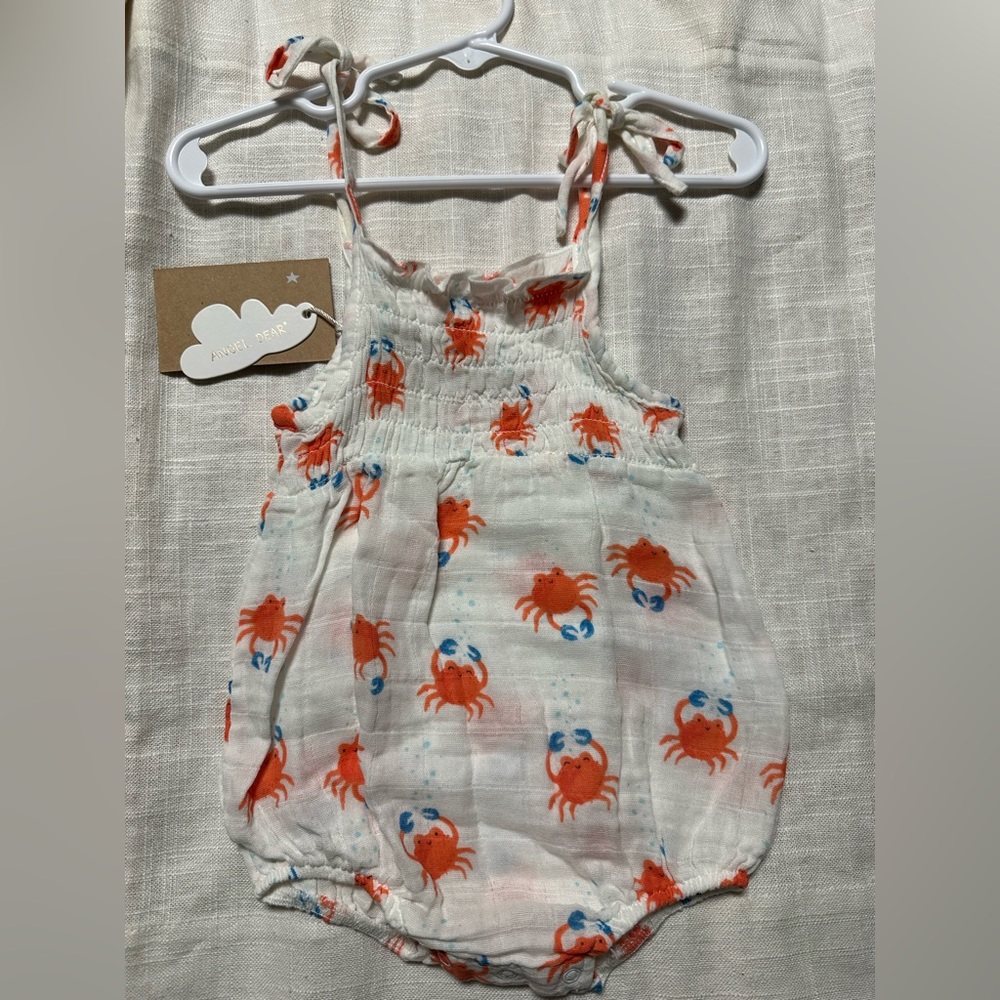 NWT Angel Dear Crab romper, 6-12 mos